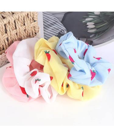 12 Pcs Cute Strawberry Hair Scrunchies - Elastic Hair Bands for Women and Girls - Buy Online on SooperMarket.com