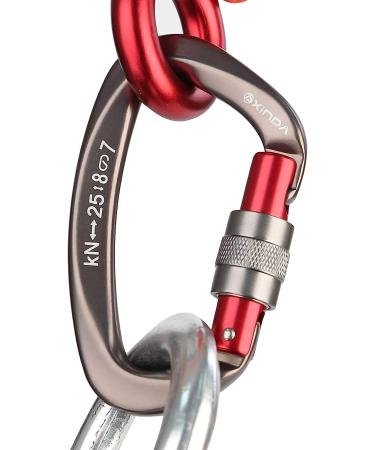 XINDA Screwgate Locking Carabiner Clip Set - 5 Pack Heavy Duty Rock Climbing Carabiners - Professional Outdoor Gear in Gray - Buy Online on SooperMarket.com