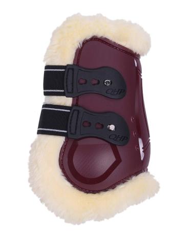 QHP fetlock boots Ontario with faux fur lining and quick fasteners (Thoroughbred Bordeaux red) Thoroughbred Bordeaux red