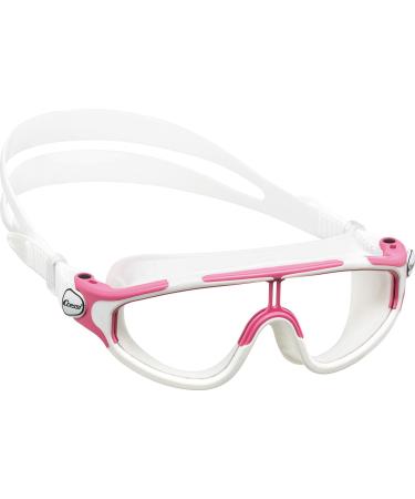Cressi Wide View Swim Mask for Kids Aged 2, 3, 4, 5, 6, 7 Years Old | Baloo Made in Italy White/Pink