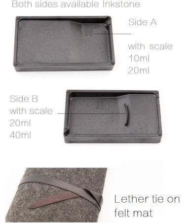 Qiming Wenfang Chinese Calligraphy Brush Set with Portable Roll-up Mat - 5pcs Set (9cm) - Buy Online on SooperMarket.com