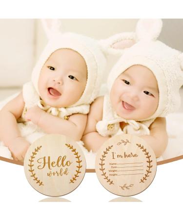 1Pcs Newborn Baby Announcement Sign Bulletin Board with Marker Round Wooden Baby Birth Sign Hello World Newborn Welcome Sign Photo Prop for Christmas Baby Shower Birthday Gift Keepsake - Buy Online on SooperMarket.com