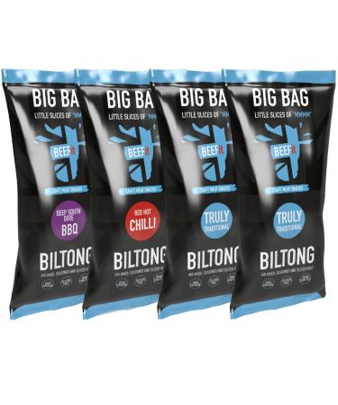 BEEFit Snacks Biltong Beef Jerky 1kg High Protein Healthy Low Sugar On The Go Snack (4x250g) (Flavour Fest)