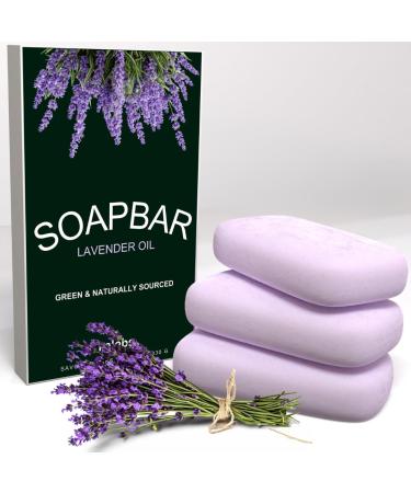 Hypoallergenic Organic Bar Soap - Men & Women with Sensitive Skin - Natural Ingredients with Pure Lavender Oil Fragrance-Free Vegan No SLS - 3 Bars