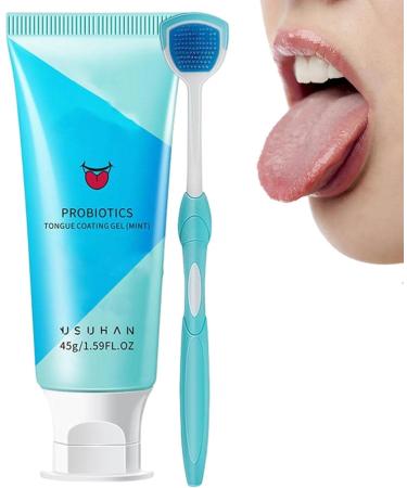 Virtcoy Natural Tongue Cleaning Gel - Ergonomic Brush Set for Bad Breath & Stain Removal | Organic Oral Care - Buy Online on SooperMarket.com