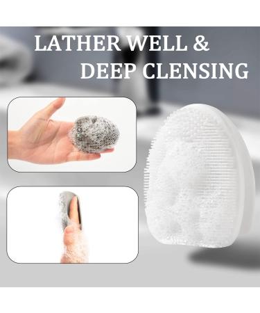 HieerBus Silicone Face Scrubber - Manual Exfoliating Brush for Sensitive Skin - Blackhead Removing, Pore Cleansing and Massaging Tool - Grey+White - Buy Online on SooperMarket.com