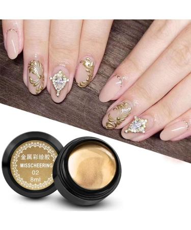 Nail Painted Gel - 8ml / Bottle Nail Painted Gel Metallic Nail Art UV Varnish Lacquer(02-golden) - Buy Online on SooperMarket.com