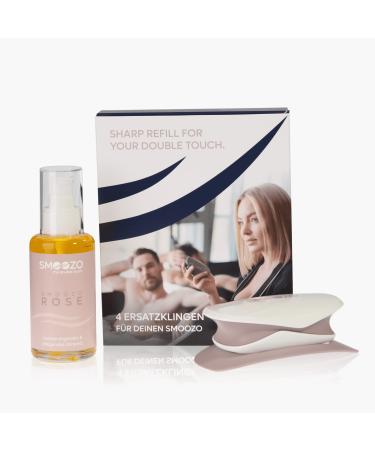 SMOOZO Bundle Body Razor Delicate Ros incl. design tray ros care oil and 4-pack replacement blades (Bu1301)