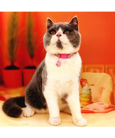 THAIN Basic Adjustable Cat Collar with Bling Diamond, Breakaway and Bell - Pink for Kitten Girls and Boys - Buy Online on SooperMarket.com