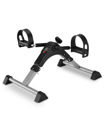 MOMODA Under Desk Bike Pedal Exerciser Mini Bike for Leg/Arm Bike Foldable Peddler with LCD Display for Home/Office GREY