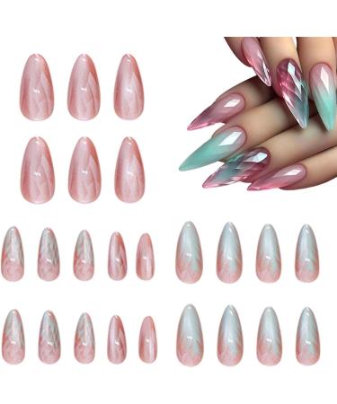 Lnhgh Artificial Nails - Ombre False Nails Cat Eye Almond Fake Press On Nails For Girl Salon 12 Sizes - Buy Online on SooperMarket.com