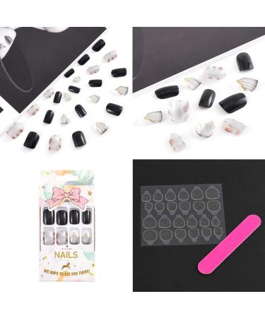 Sethexy Square Black False Nails - 24 Medium Acrylic Nail Tips for Women & Girls | Banish White Fingernails - Buy Online on SooperMarket.com
