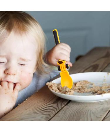 Bezavea Kids Construction Themed Cutlery Set - 3Pcs Toddler Fork and Spoon Utensil Set in Yellow | Perfect Gift for Boys and Girls - Buy Online on SooperMarket.com