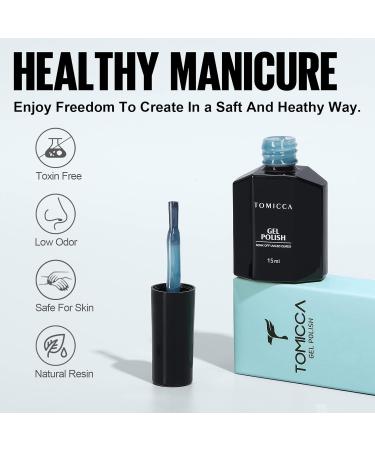 TOMICCA Grey Blue Jelly Gel Nail Polish - Sheer Teal Color, Quick Dry & Soak Off U V Gel Nails for DIY Nail Art - Buy Online on SooperMarket.com