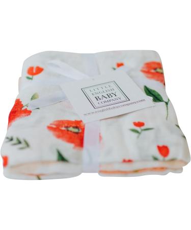 Luxury Bamboo/Cotton Large Muslin Blanket for Babies | Red Poppy Design | Soft & Comfortable Swaddle Blanket | 120cm x 120cm - Buy Online on SooperMarket.com