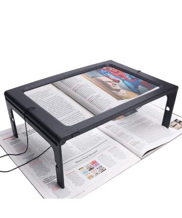 A4 Full-Page Rectangular 2.5X Magnifier Large Hands-Free Magnifying Glass LED Lighted Illuminated Foldable Desktop Portable for Elder Kids