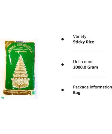Royal Umbrella Thai Glutinous Rice 2kg - Authentic Thai Rice (Pack of 1) - Buy Online on SooperMarket.com