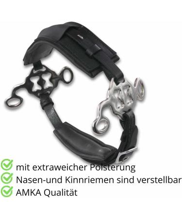 AMKA Hackamore Bitless Leather Bridle - 3-Way Adjustable with Baroque Straps for Optimal Comfort - International Shipping Available - Buy Online on SooperMarket.com