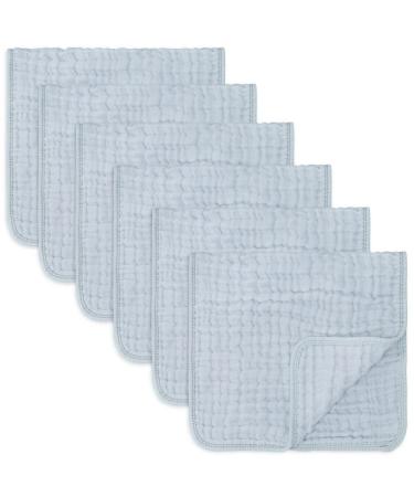 Comfy Cubs Muslin Spitting towels 6 set large 100% cotton hand washcloth 6 layers extra absorbent and soft (slate 6-pack) slate pack of 6