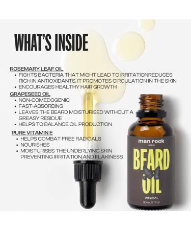 Men Rock Original Beard Oil | 30ml | Nourishing Beard Care with Rosemary Cedarwood & Grapefruit - Shop Internationally! - Buy Online on SooperMarket.com