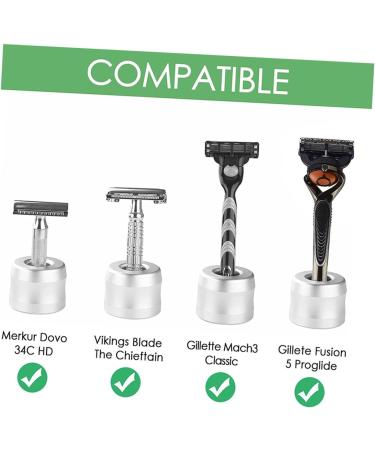 Beavorty 3-Pack Razor Holder Stand - Stainless Steel & Aluminum Alloy Safety Razor Base for Men - Travel Brush Silver - 4.3x4.3cm - International Shipping - Buy Online on SooperMarket.com