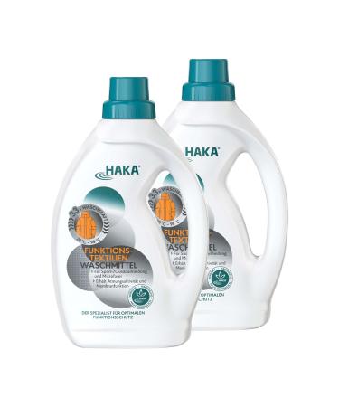 HAKA functional textiles detergent double pack 66 washes for sports laundry outdoor clothing and microfibers 2 x 1 l 1 l (2 Pack)