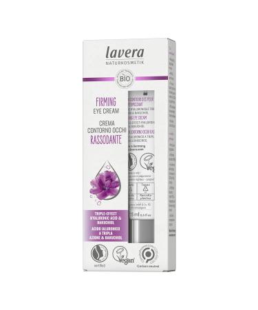 Lavera firing eye cream - with a triple effect hyaluronic acid & bakuchiol - anti -Age - vegan - organic skin care - visibly tightening and moisturizing - 15 ml