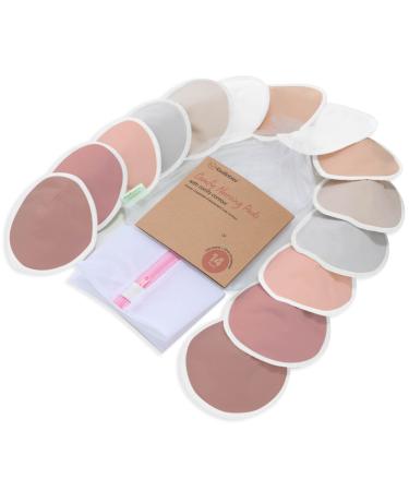 Organic Bamboo Nursing Breast Pads - 14 Washable Pads + Wash Bag - Breastfeeding Nipple Pad for Maternity - Reusable Nipplecovers for Breast Feeding (Lovelle, Large 4.8") Lovelle Large 4.8"