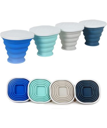 Fisiei Collapsible Cup Set - 4 Pack (Green, Blue, White, Lake Blue) | Portable Cups for Travel, Sports, Camping, and Home Use - Buy Online on SooperMarket.com