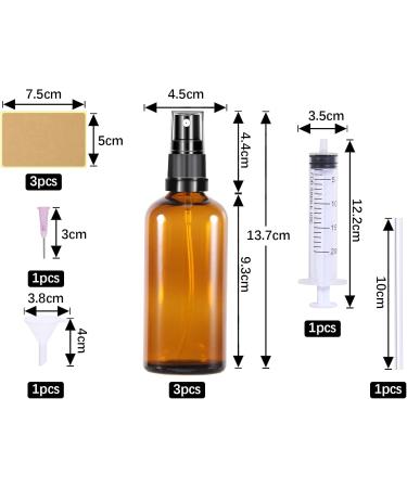 100ml Glass Spray Bottles - Set of 3 - Ideal for Cosmetics Oils & Perfumes - Brown Pharmacist Bottles for Easy Filling - International Shipping Available - Buy Online on SooperMarket.com