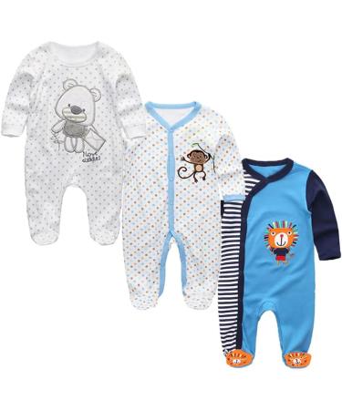 MAMIMAKA Baby Rompers Pajamas Cotton Jumpsuit Set - 3-6 Months (Three Pieces) - Buy Online on SooperMarket.com