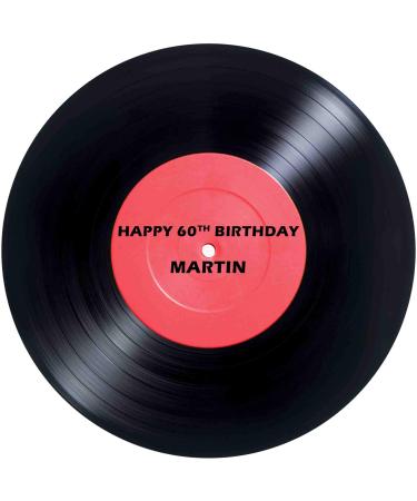 Record Cake topper Personalised Edible Icing Round (up to 8") 7.5"
