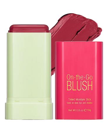 Tongyend Lipstick Blusher Stick 3 in 1 Cream Blush for Lip Cheek Eye Waterproof Lightweight Blush Stick Cream Bronzer Cream Blusher Moisturize and Buildable Blush for Makeup for Women(Red) Red 46 g (Pack of 1)