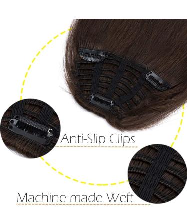 Silk-co One Piece Hair Bangs Fringe Hair Extensions Clip in Human Hair Extension #02 Dark Brown Straight Flat with Temple - Buy Online on SooperMarket.com
