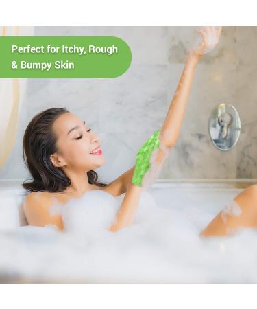 Exclaim Beauty Exfoliating Gloves - Dual Texture Bath Gloves for Shower, Spa & Massage - Dead Skin Remover with Adjustable Straps - Single Light Green - Buy Online on SooperMarket.com