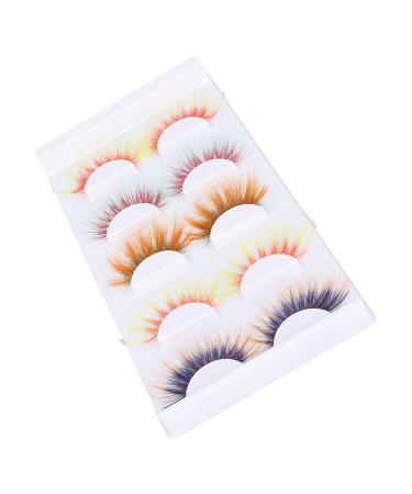 Colorful False Eyelashes - 5 Pairs 6D Long Curled Lashes for Halloween & Stage Makeup | Gradient Orange Red Blue Thick Synthetic Lashes - Buy Online on SooperMarket.com