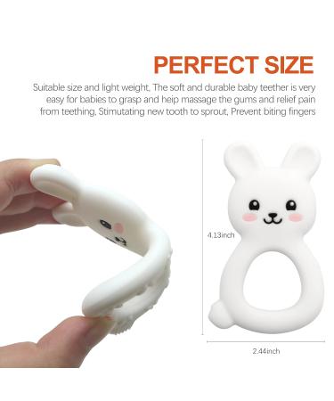 PAPACHOO Teething Toys 2 Pack - Bunny Carrot Silicone Infant Teether Set | BPA Free Baby Soothing Toy for Teething Relief - Buy Online on SooperMarket.com