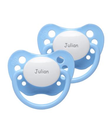 Name pacifier - NIP pacifier with name - silicone size 2 - light blue - set of 2