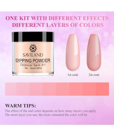 Saviland 10 Colors Dip Powder Nail Kit Starter - Nude Pink Spring Colors - Salon Quality 17pcs Set with 2-In-1 Base & Top Coat - Ideal for Nail Repair & Home DIY - Perfect Gift for Ladies - Buy Online on SooperMarket.com
