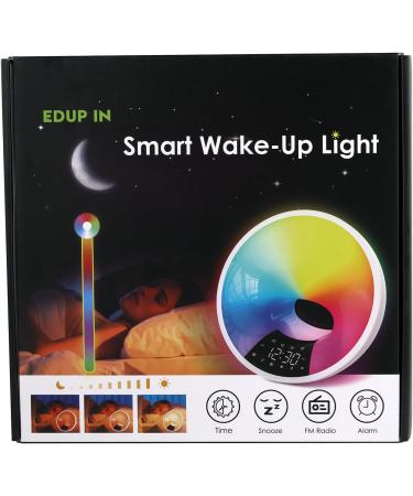 Buy Edup Lichtwecker Wake Up Light - Sunrise Simulation Bluetooth Speaker App Control 4 Alarms 16M Colors 7 Natural Sounds - Dimmable Night Light & USB Radio Adapter - Buy Online on SooperMarket.com