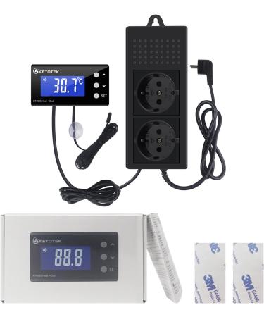 KetoTek KT4000 Digital Thermostat Socket 230V - Waterproof Sensor for Aquarium & Greenhouse Heating/Cooling - Buy Online on SooperMarket.com