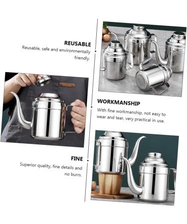 MAGICLULU Oil Can Gooseneck Kettle Olive Oil Decanter Soy Sauce Dispenser Containers Salad Oil Dispenser Bacon Container Olive Oil Jar Sturdy Vinegar Cruet Stainless Steel Storage Seasoning 13X6X6CM As Shown - Buy Online on SooperMarket.com