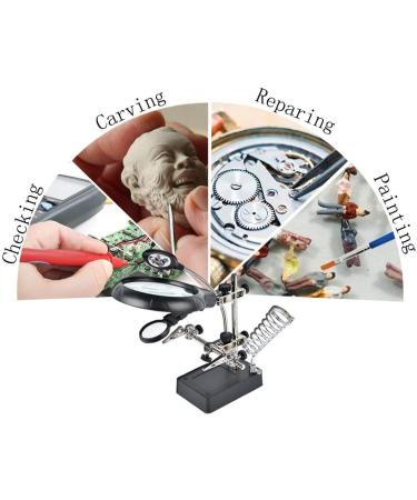 Beileshi 2.5X 7.5X 10X LED Light Helping Hands Magnifier Soldering Station Magnifying Glass Stand with Auxiliary Clamp and Alligator Clips 2.5x+7.5x+10x - Buy Online on SooperMarket.com