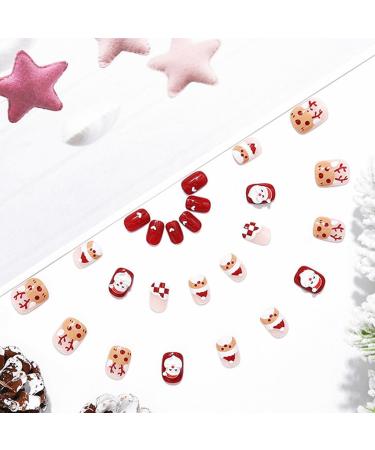 Brishow Christmas False Snow Press on Nails - Antler Short Red Fake Nails 24pcs - Buy Online on SooperMarket.com