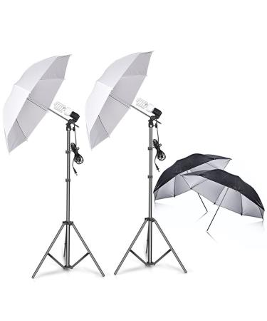 SLOW DOLPHIN Photography Umbrella Lighting Kit,400W 5500K Daylight Photo Portrait Continuous Reflector Lights for Camera Video Studio Shooting White/Black Umbrella