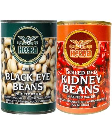 Seelans Superstore Heera Beans Tin Combo |Heera Red Kidney Beans Tin 400g | Heera Black Eye Beans Tin 400G |High Protein | Vegan |Ready to Cook | Indian Origin
