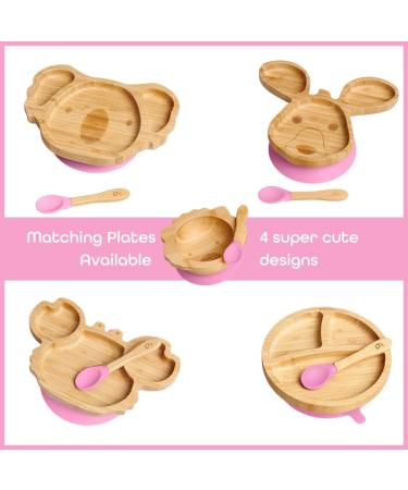 BeauBaby Wombat Bamboo Suction Bowl & Spoon Set with Stay Put Silicone Ring in Pink - Buy Online on SooperMarket.com