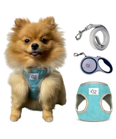Belffy cat dishes and leash set with automatic leash for cats kittens puppies or dogs.Outbreaking jacket and leash for large medium and small pets (large blue).L blue