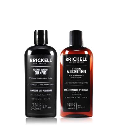 Brickell Men s Daily Relieving Hair Care Routine Dandruff Shampoo and Conditioner Set For Men All Natural and Organic Scented