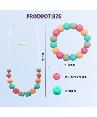 2 Pack Baby Teething Necklace Set for Mom and Toddler - Sensory Chew Necklaces for Anxiety Relief and Teething - Nursing Bracelet Included - Buy Online on SooperMarket.com